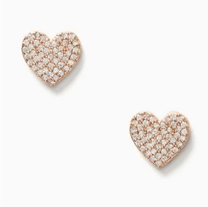 Kate Spade Yours Truly Pave Heart Studs Clear Rose Gold Earrings